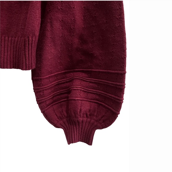 Lulus Roll Neck Sweater,‎ Burgundy Pullover with Eyelet Textured Knit, Small - Picture 5 of 5